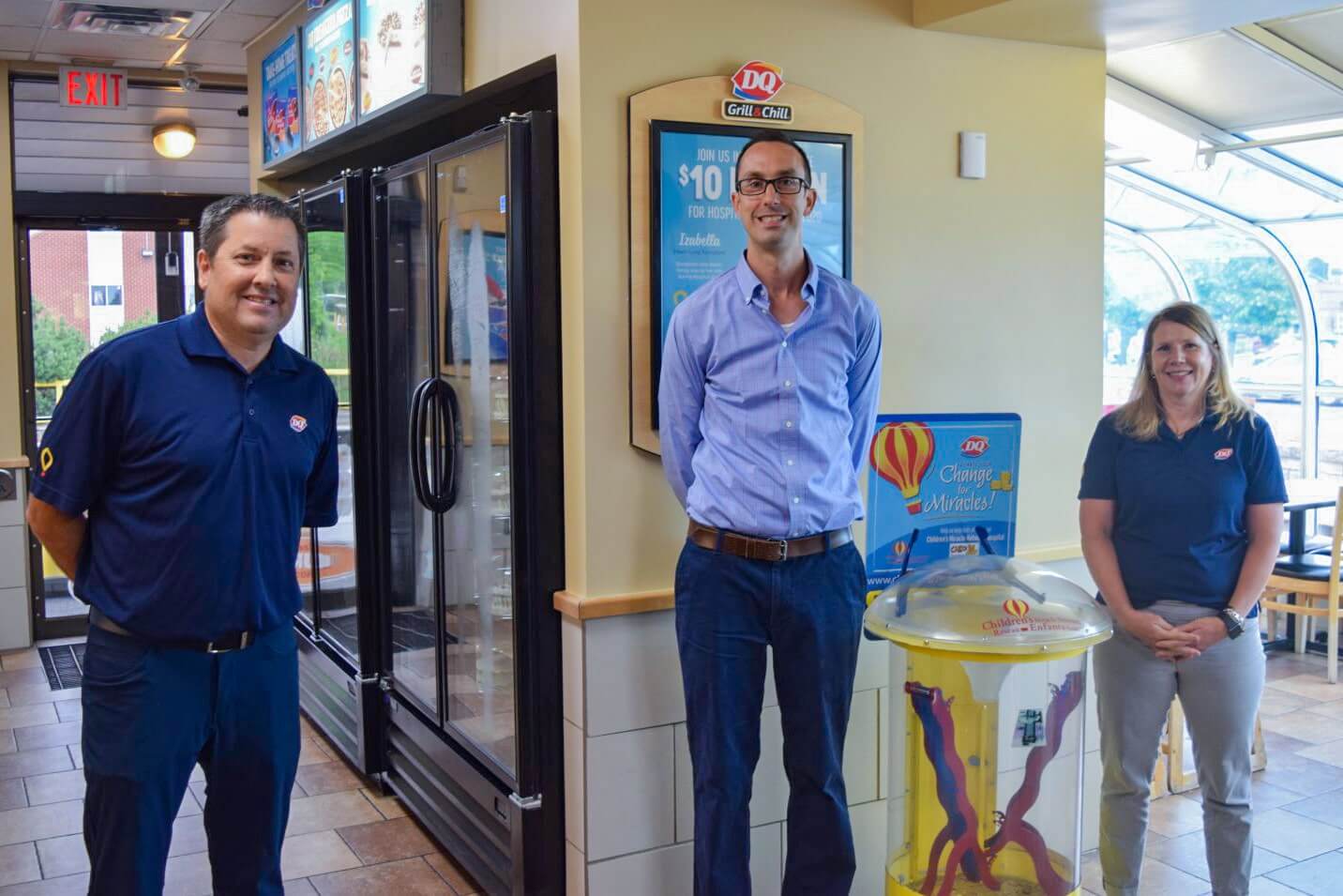Peter White, EVP of DQ, Nolan Quinn, owner of Dairy Queen Cornwall, and Candida Ness, Senior Director of Marketing